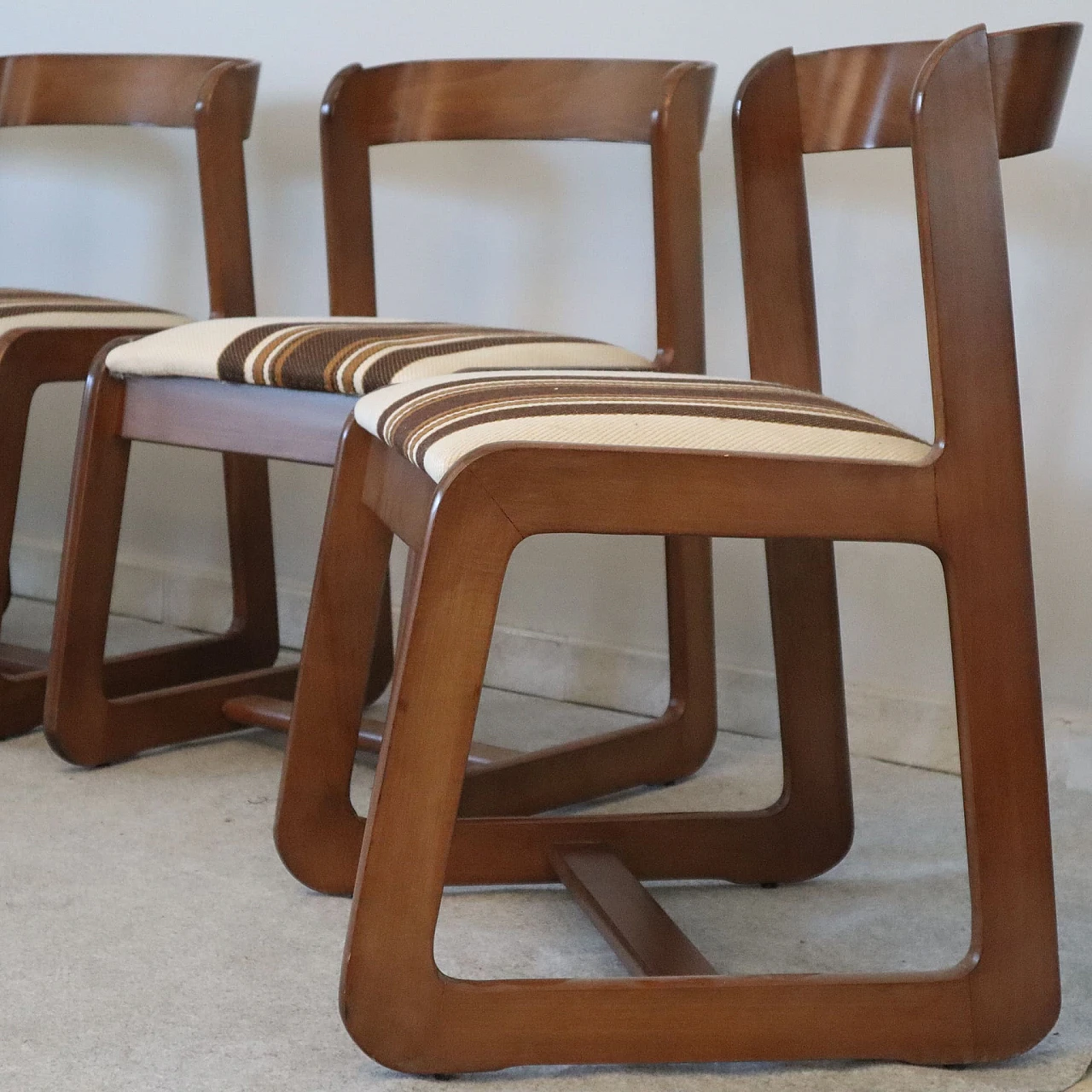 6 Chairs in wood and fabric by Willy Rizzo for Mario Sabot, 1970s 2