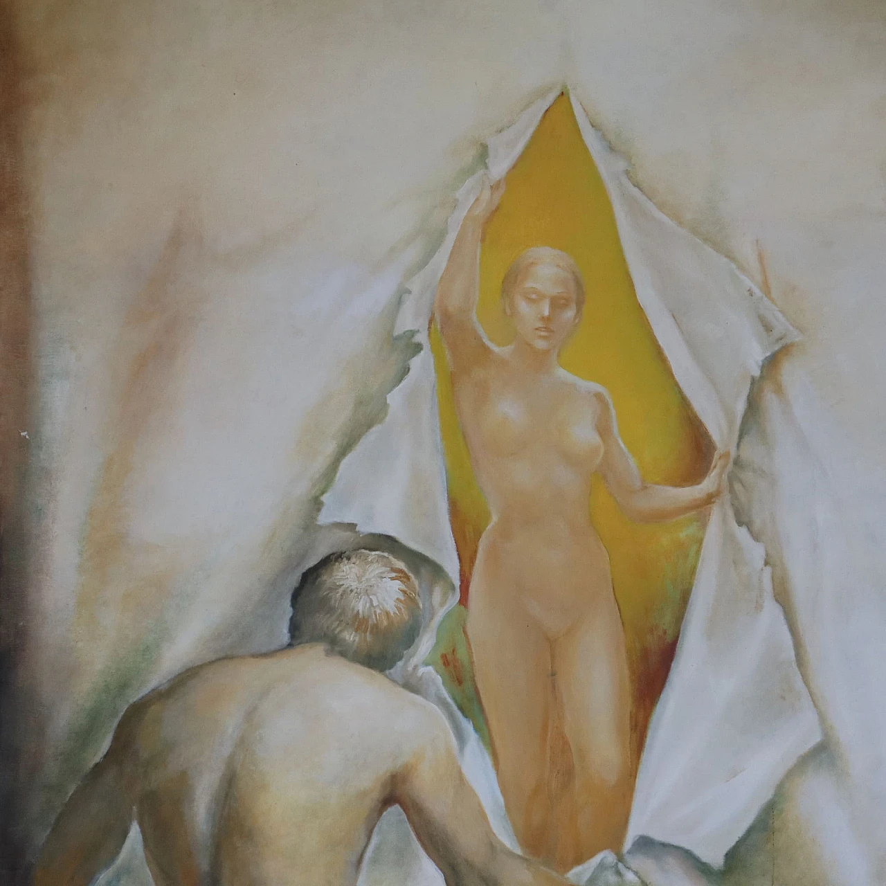 Male and female nudes, oil painting on canvas, 1990s 2