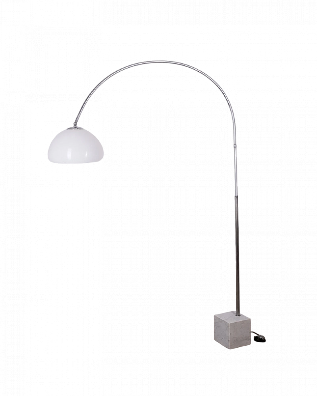 Arc floor lamp in marble, chromed metal & white plastic, 1970s 10