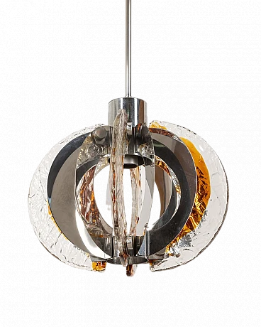 Ceiling lamp in Murano glass & metal by C. Nason for Mazzega, 1960s