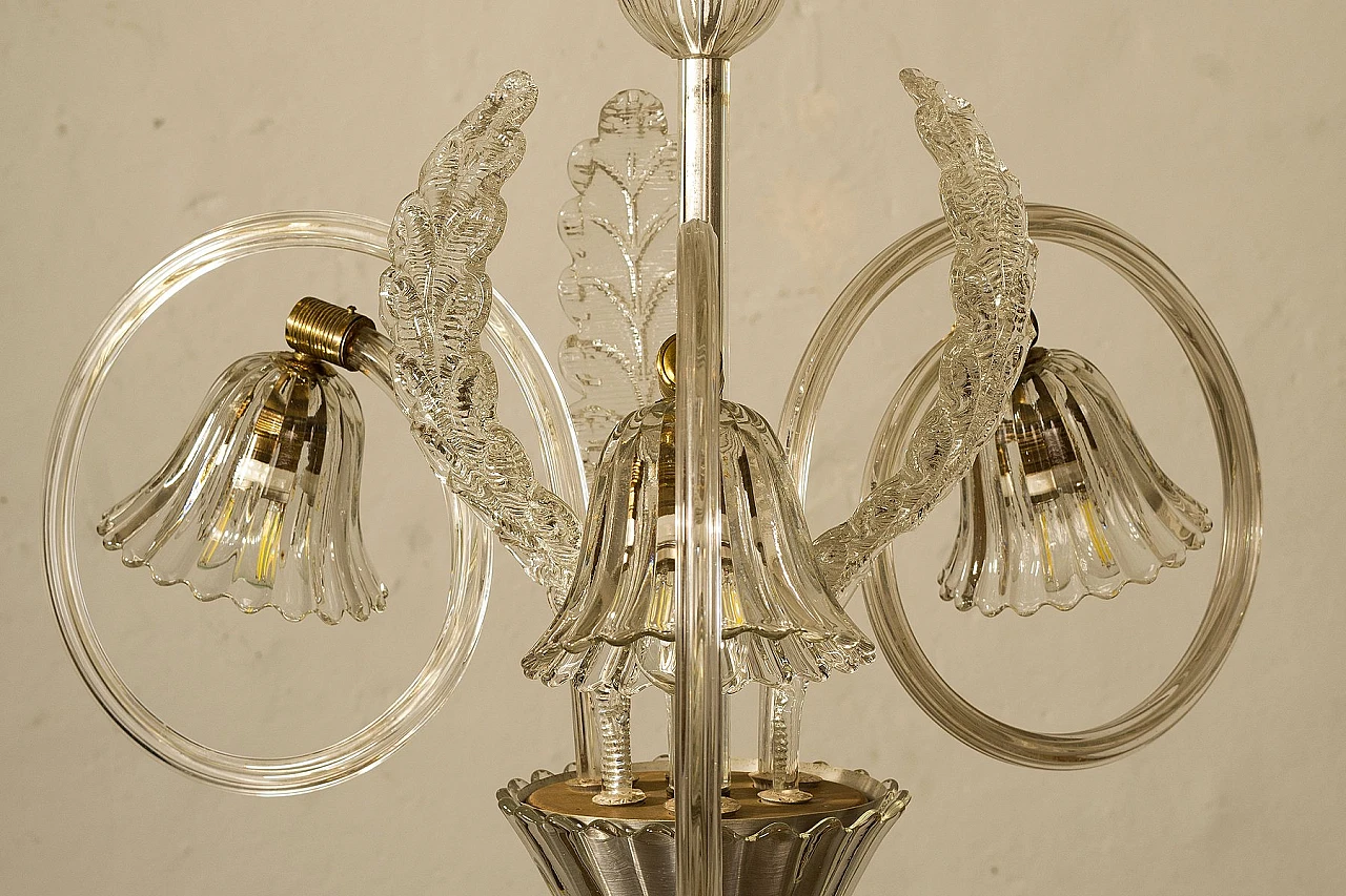 Lampadario a 3 luci di Ercole Barovier per Barovier & Toso, anni '40 4