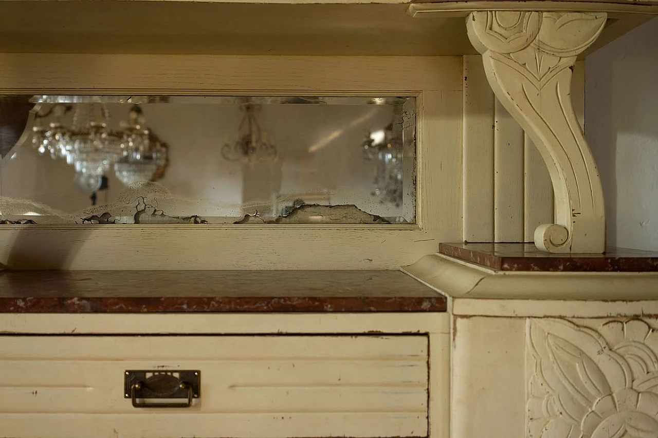 Art Déco sideboard in solid ash wood with floral motifs, 1930s 7