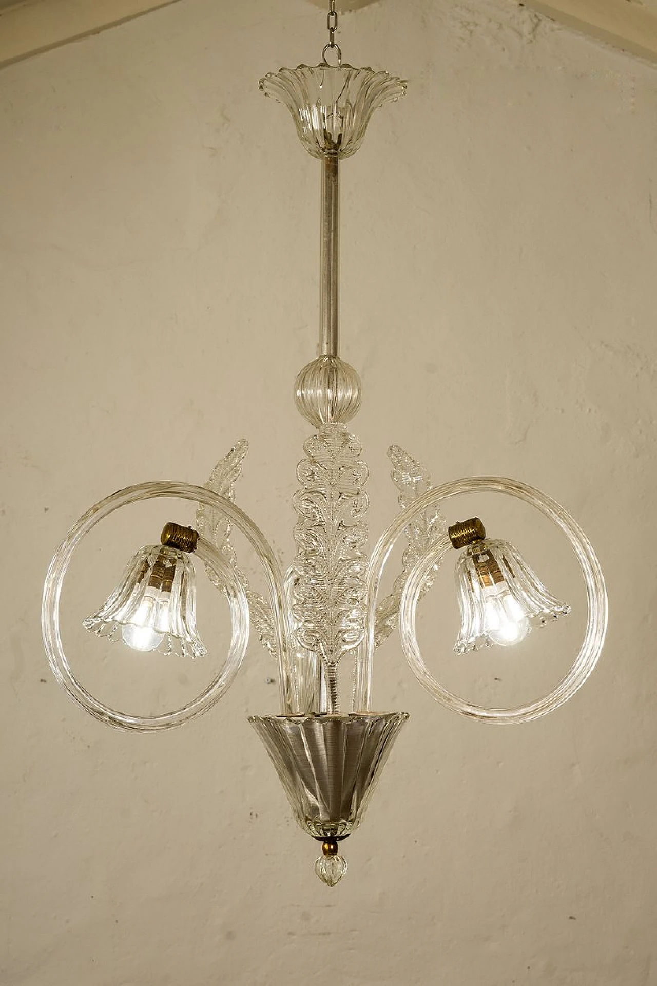 Lampadario a 3 luci di Ercole Barovier per Barovier & Toso, anni '40 8