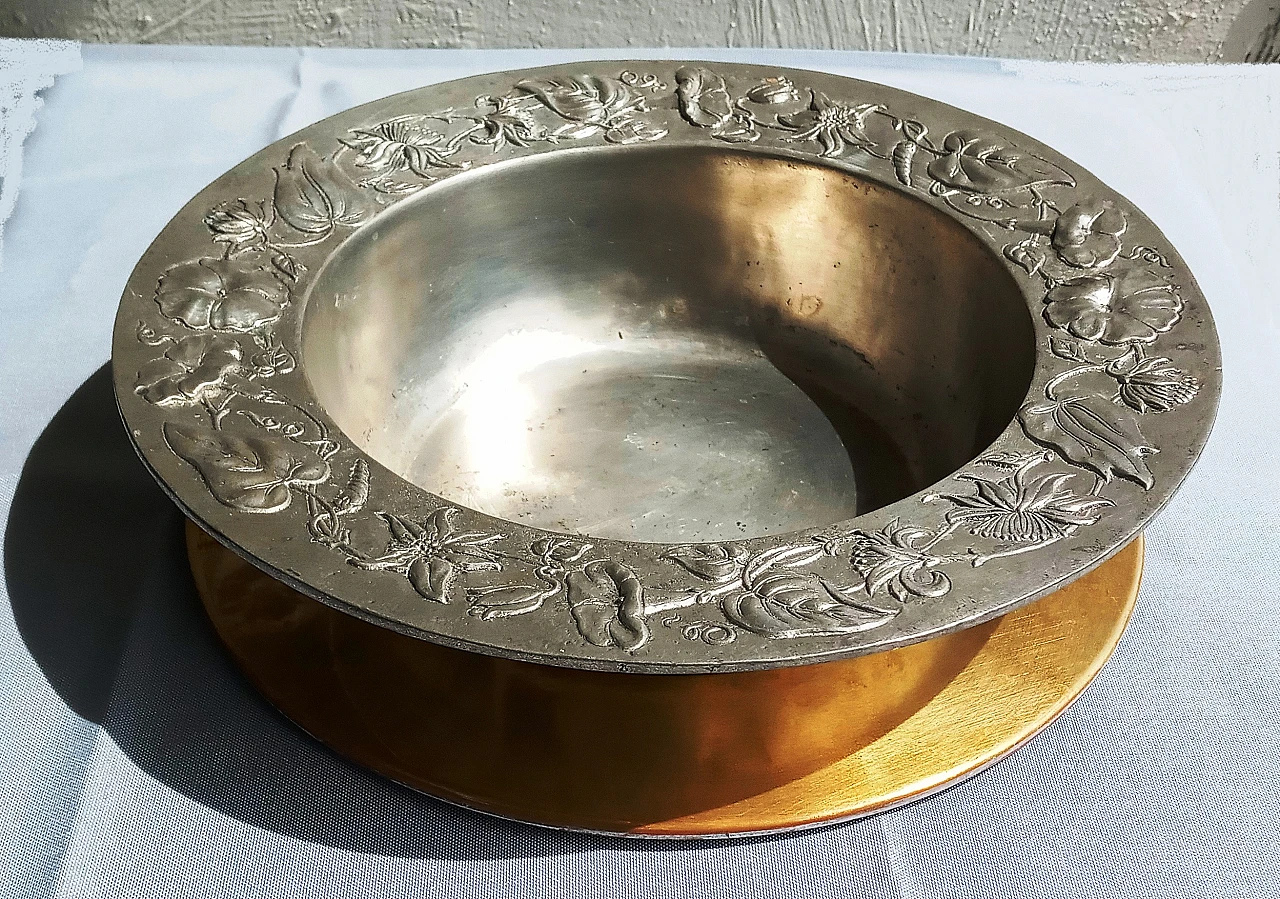 Pewter bowl with brass plate by Cosi Tabellini, 1990s 2