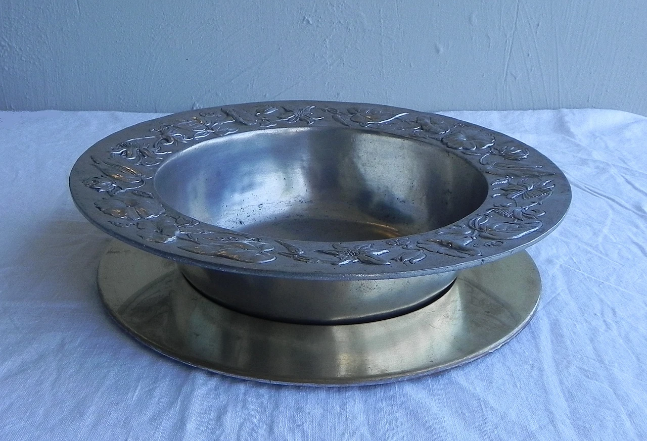 Pewter bowl with brass plate by Cosi Tabellini, 1990s 3