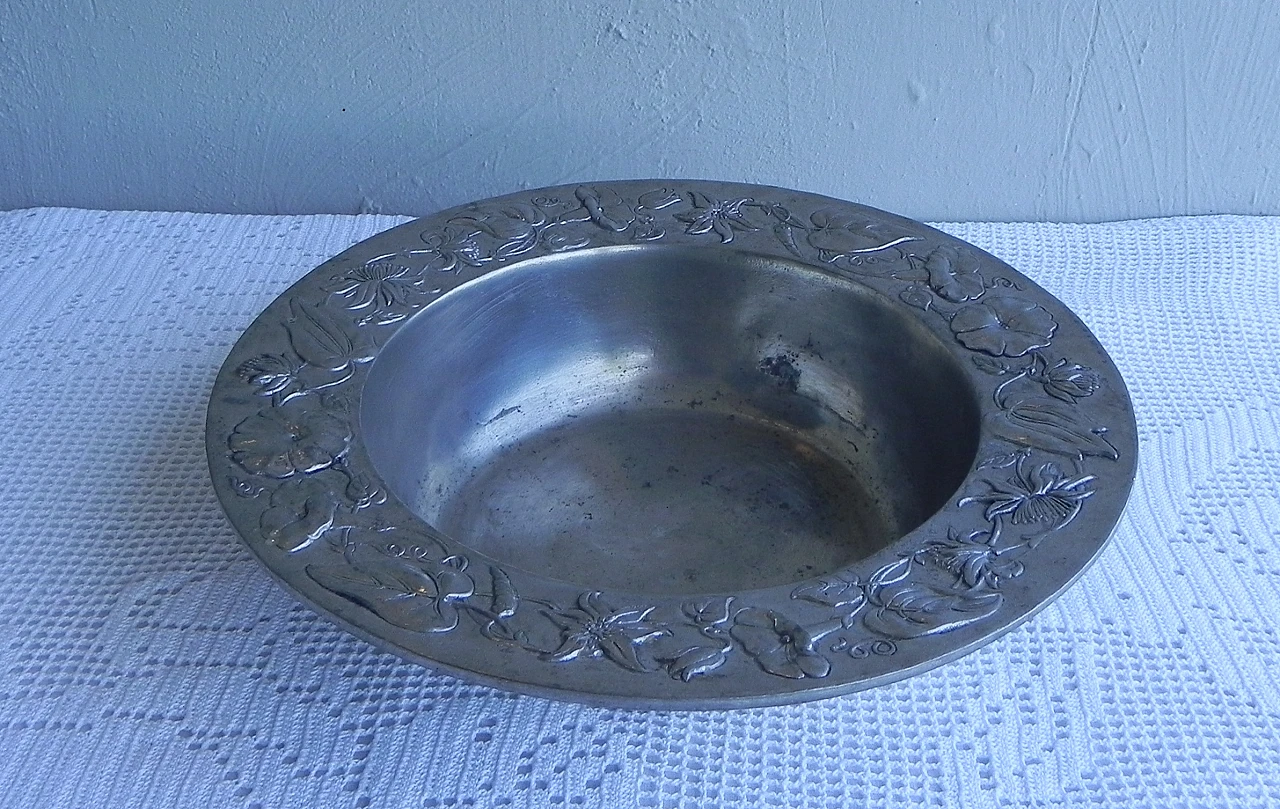 Pewter bowl with brass plate by Cosi Tabellini, 1990s 7