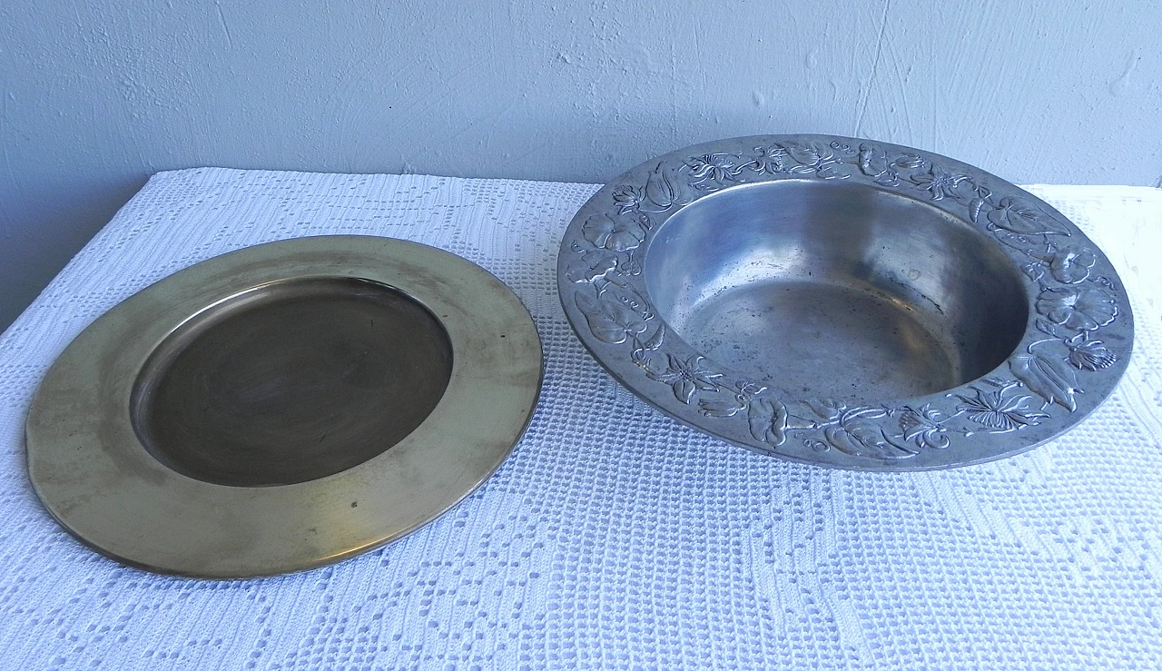 Pewter bowl with brass plate by Cosi Tabellini, 1990s 15