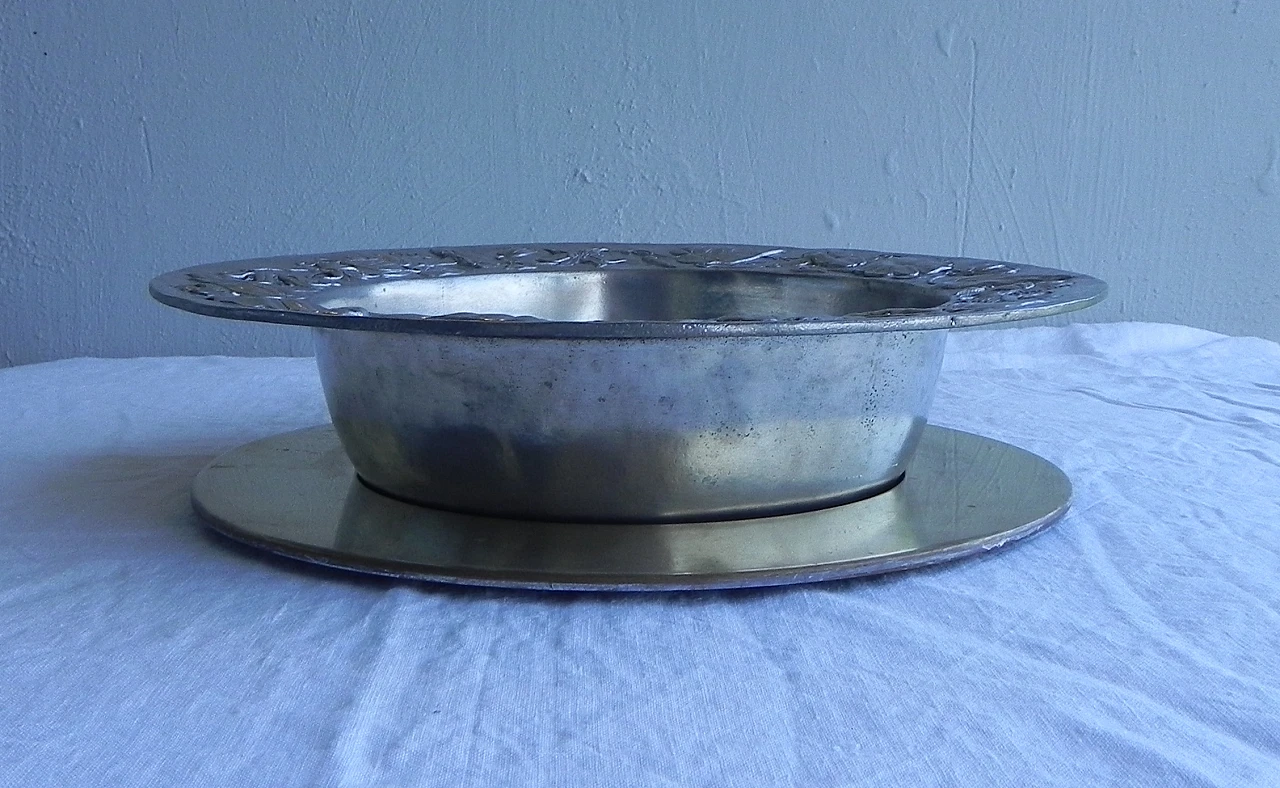 Pewter bowl with brass plate by Cosi Tabellini, 1990s 16