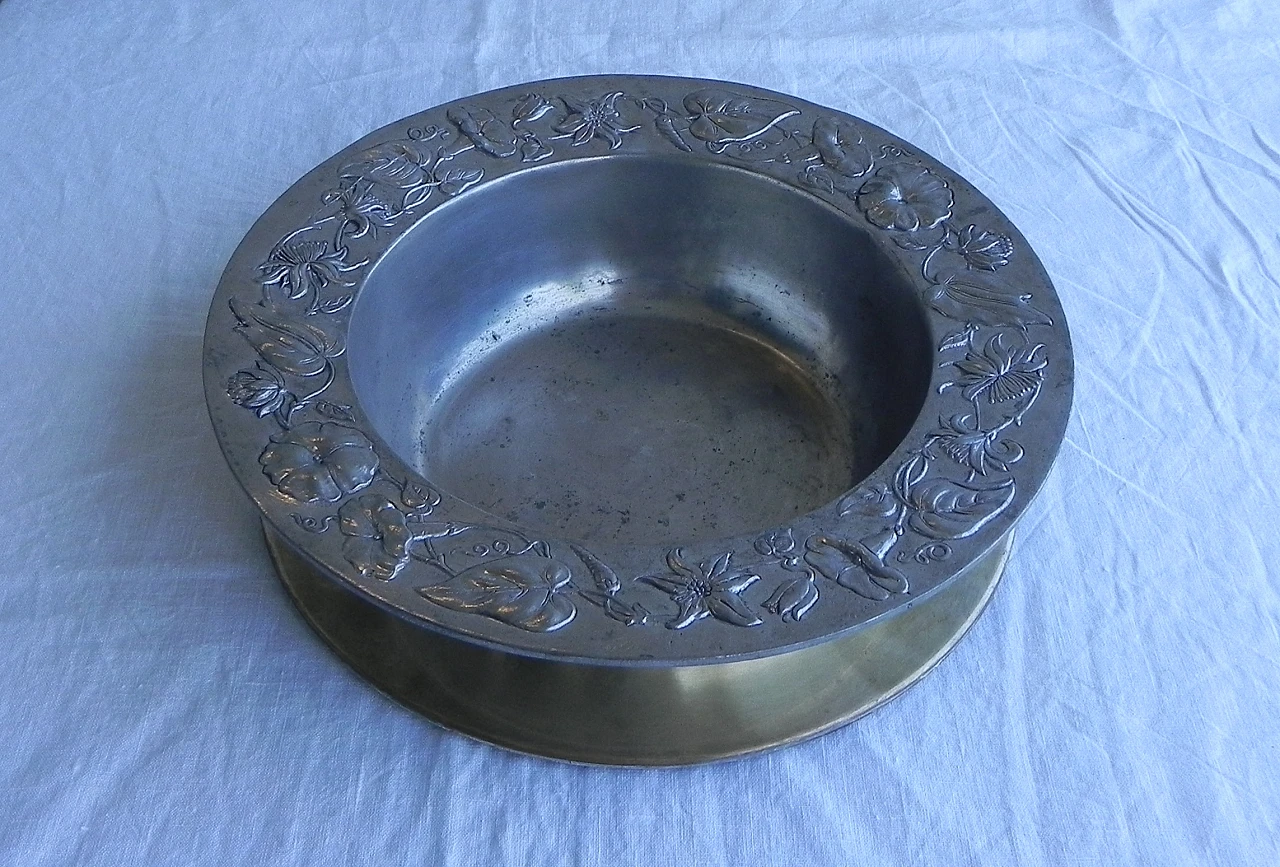 Pewter bowl with brass plate by Cosi Tabellini, 1990s 17