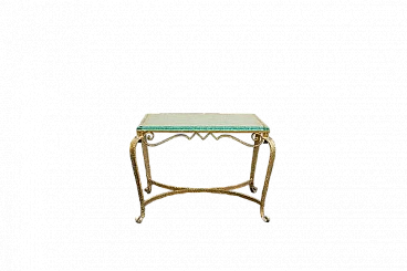 Gilded iron and crystal coffee table by Pier Luigi Colli, 1950s