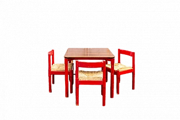 3 Sedie e tavolo Carimate di Vico Magistretti per Cassina, 1966