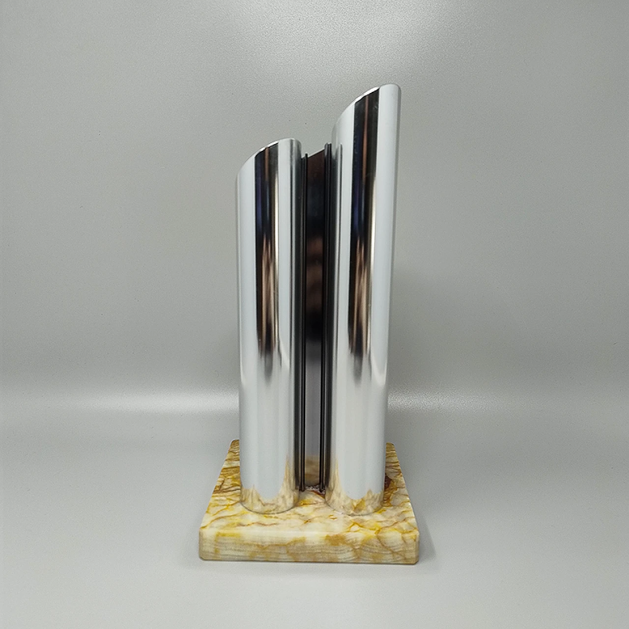 Space Age steel vase with marble base, 1970s 5