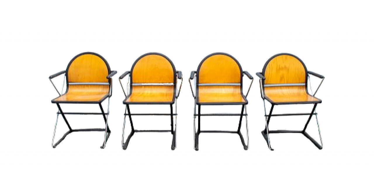 4 Folding chairs by Yaacov Kaufman for Seccose, 1980s 10