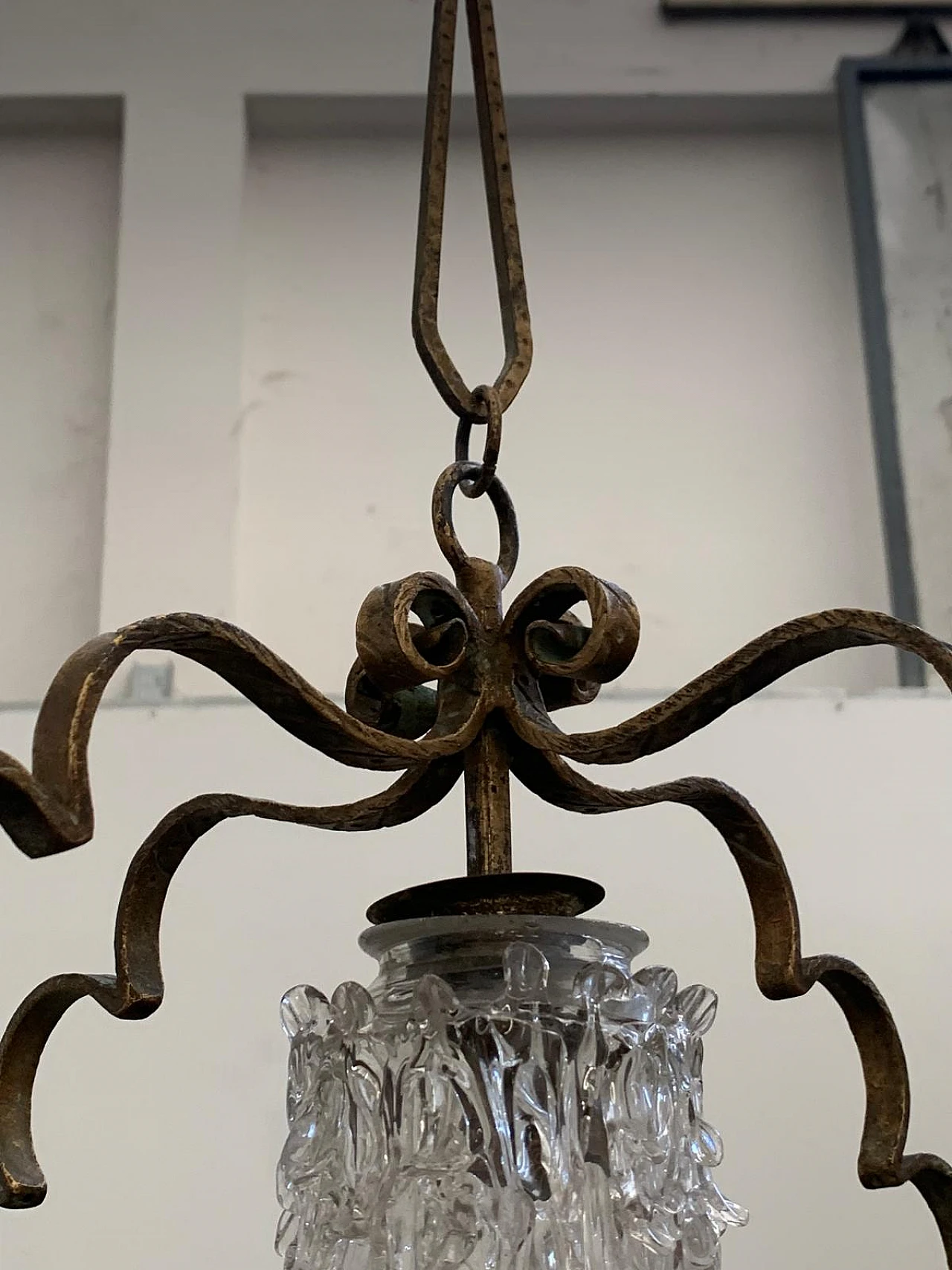 Wrought and forged iron lantern with gilded edges, 1920s 13