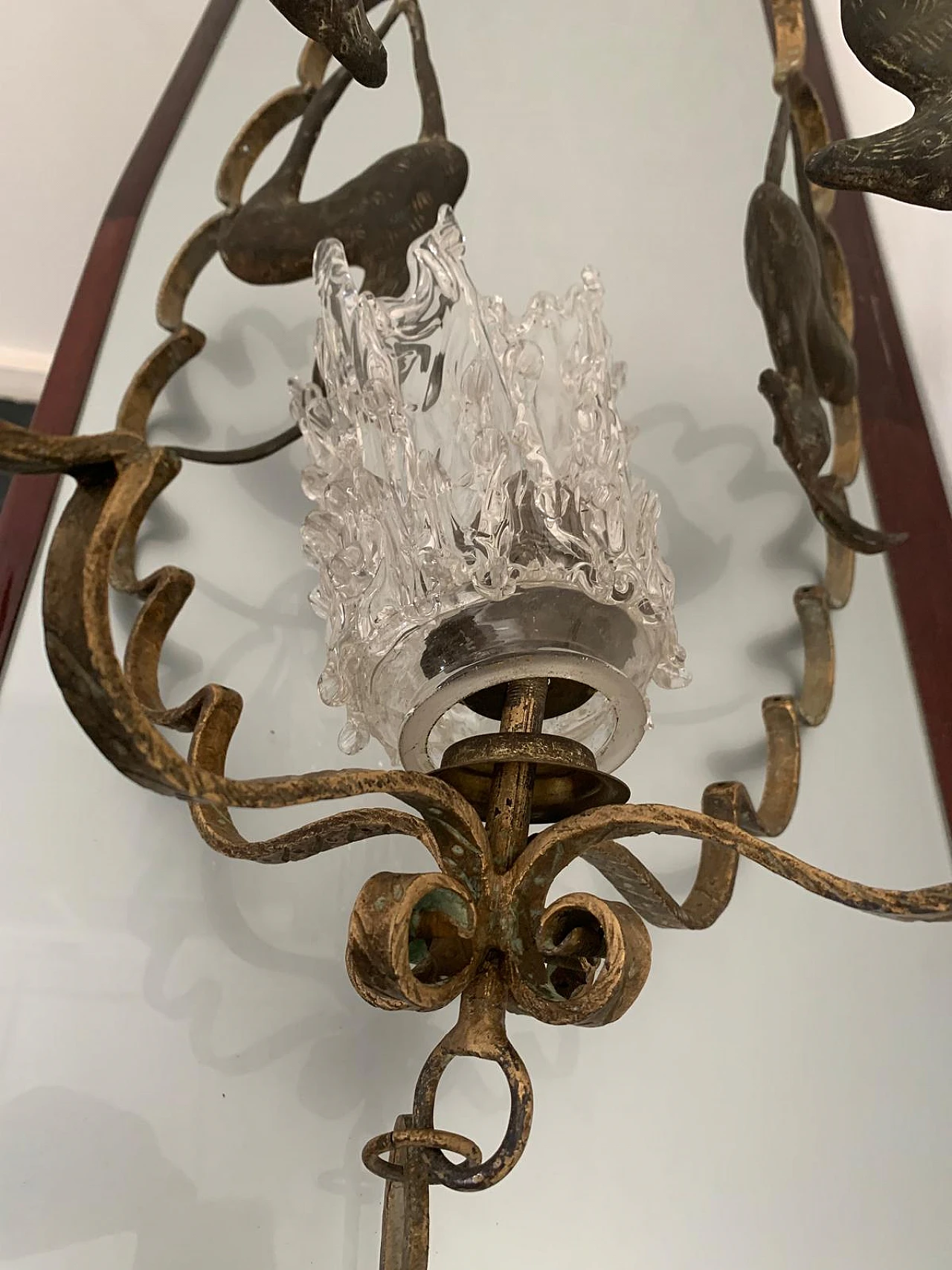 Wrought and forged iron lantern with gilded edges, 1920s 15