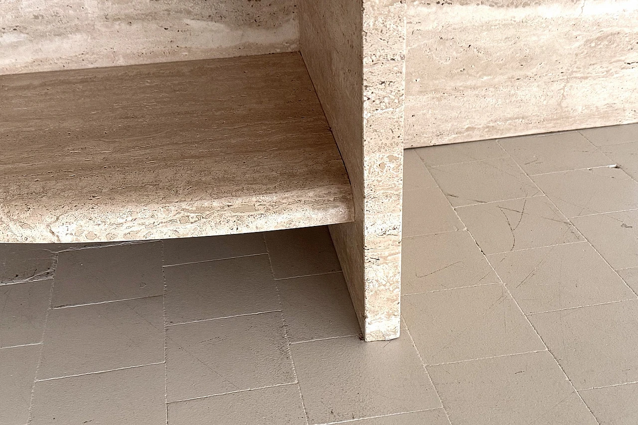 Pair of coffee tables in travertine & marble, 1970s 7