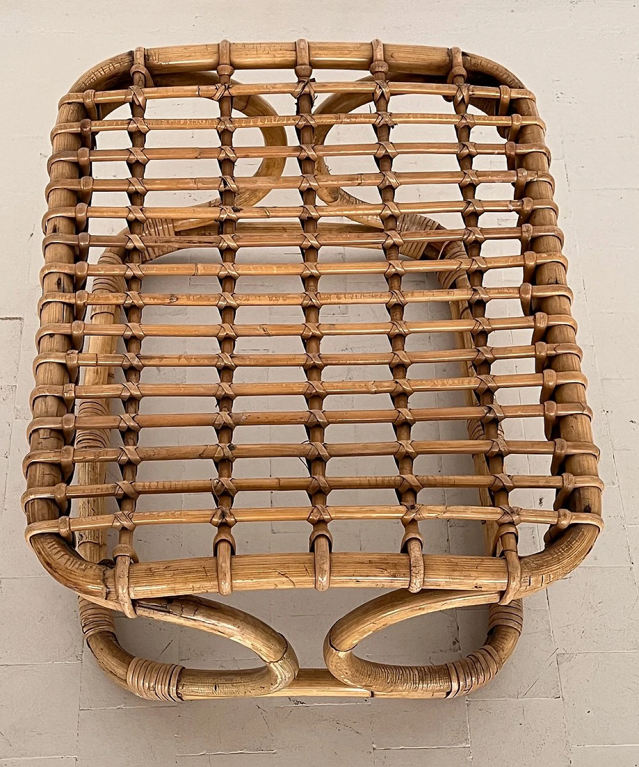 Bamboo and rattan stool attributed to Tito Agnoli, 1960s 5