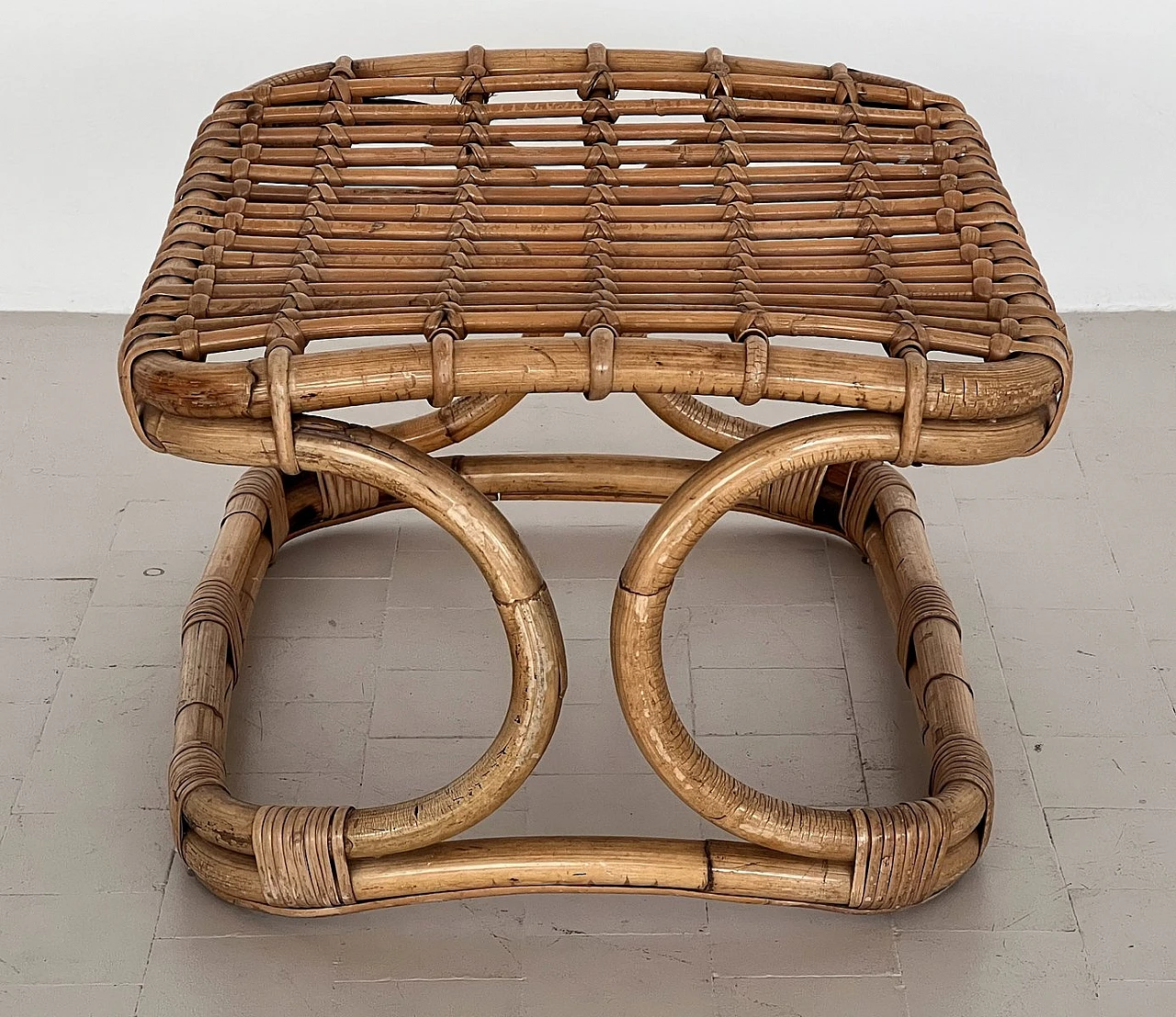 Bamboo and rattan stool attributed to Tito Agnoli, 1960s 6