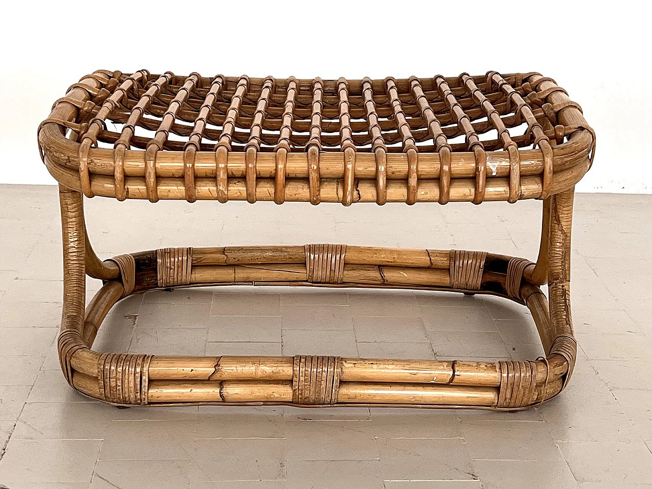 Bamboo and rattan stool attributed to Tito Agnoli, 1960s 7