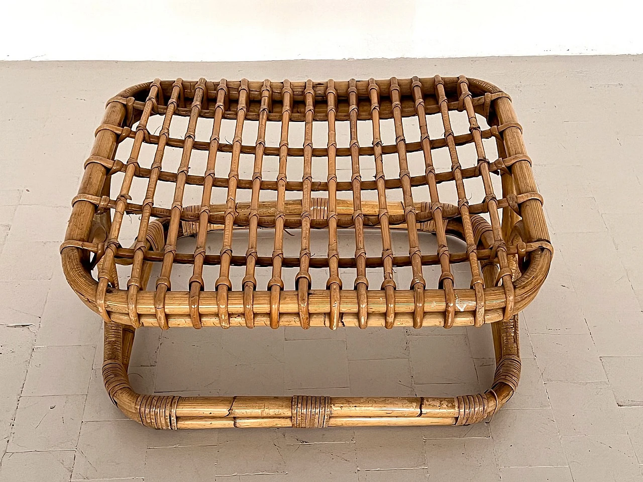 Bamboo and rattan stool attributed to Tito Agnoli, 1960s 8