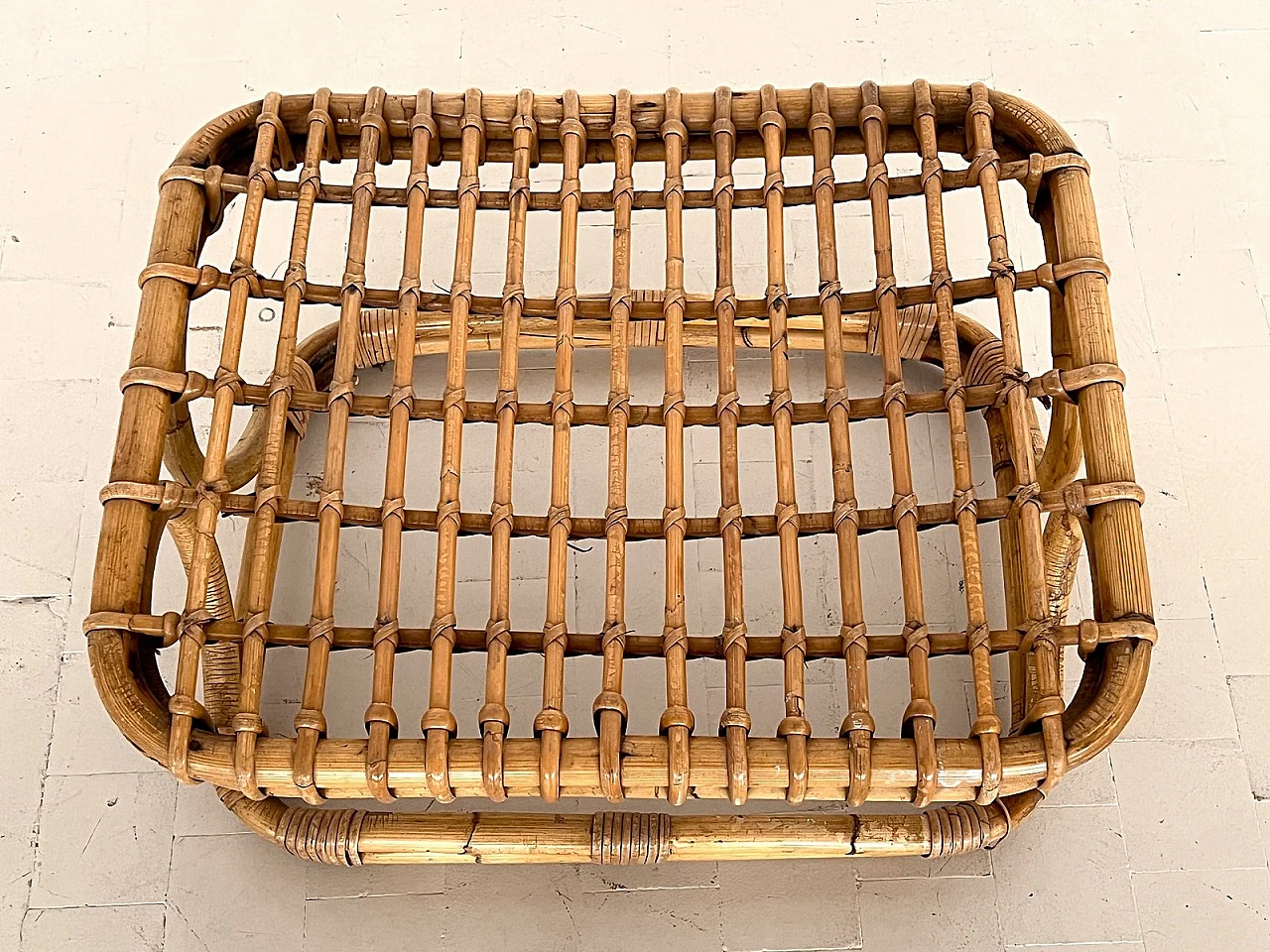 Bamboo and rattan stool attributed to Tito Agnoli, 1960s 9