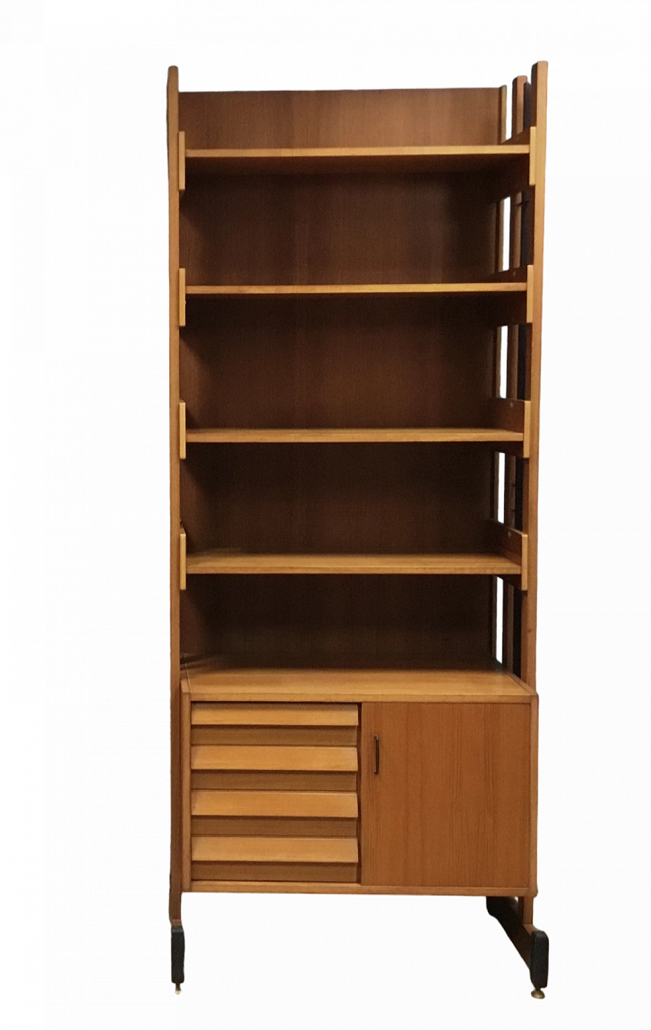 Scandinavian style teak and black lacquered metal bookcase, 1960s 20