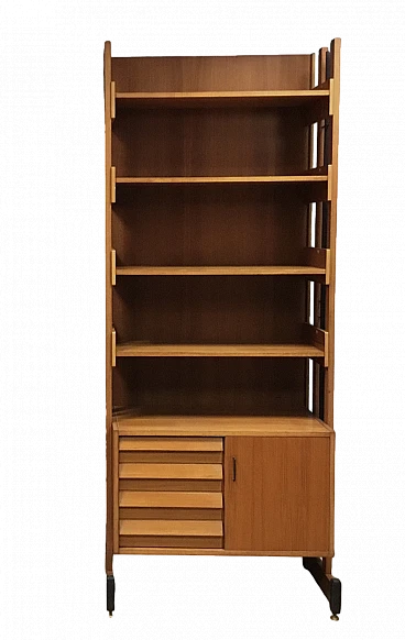 Scandinavian style teak and black lacquered metal bookcase, 1960s