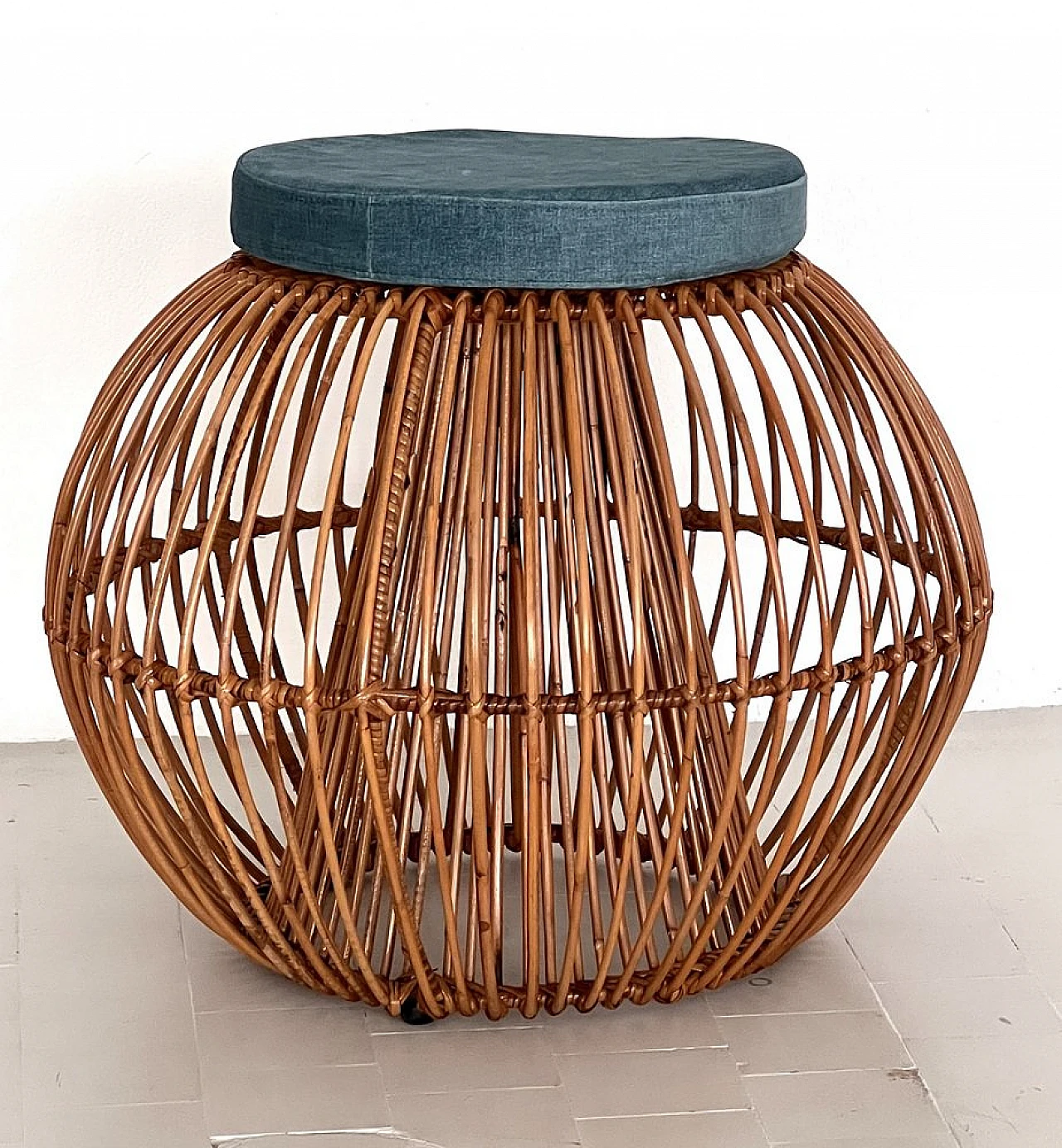 Bamboo stool with cushion attributed to J. Abraham & D. Jan Rol, 1960s 1