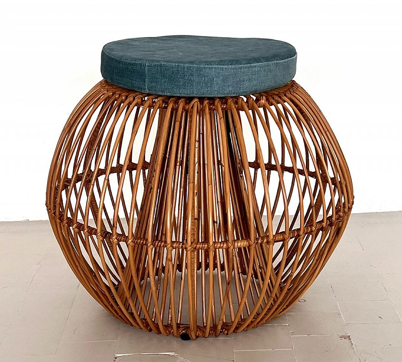 Bamboo stool with cushion attributed to J. Abraham & D. Jan Rol, 1960s 5