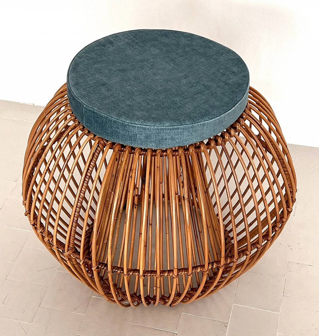 Bamboo stool with cushion attributed to J. Abraham & D. Jan Rol, 1960s 11