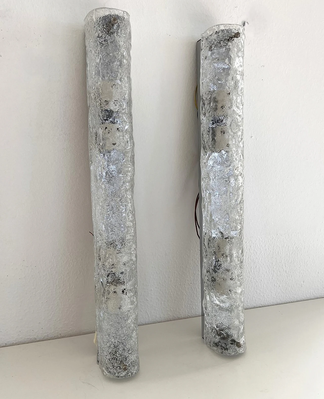 Pair of wall sconces in Murano glass attr. to Hillebrand, 1970s 2