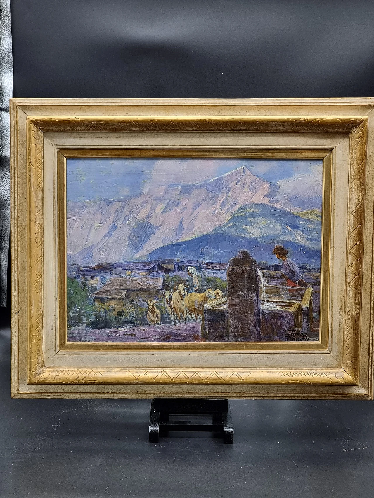 Giuseppe Danieli, Mountain landscape, oil on panel, 1920s 1