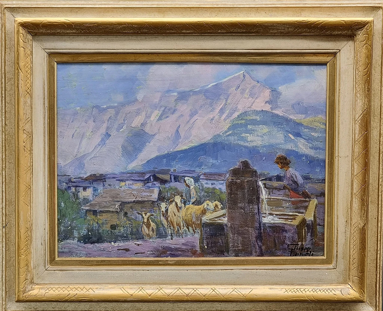 Giuseppe Danieli, Mountain landscape, oil on panel, 1920s 2