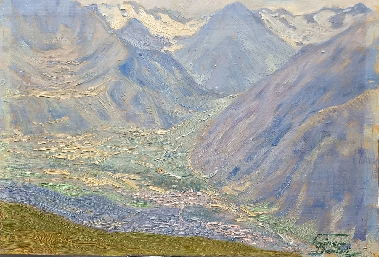 Giuseppe Danieli, Mountains, oil on panel, 1920s 1