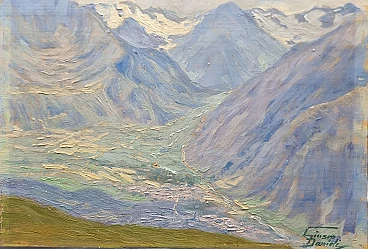 Giuseppe Danieli, Mountains, oil on panel, 1920s