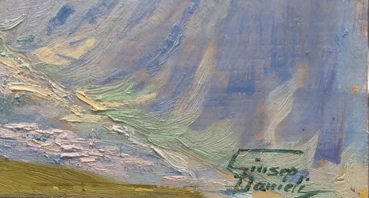 Giuseppe Danieli, Mountains, oil on panel, 1920s 2