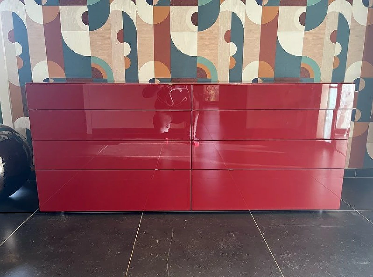 Lacquered red 160-8C Abbinabili chest of drawers by Poliform 1