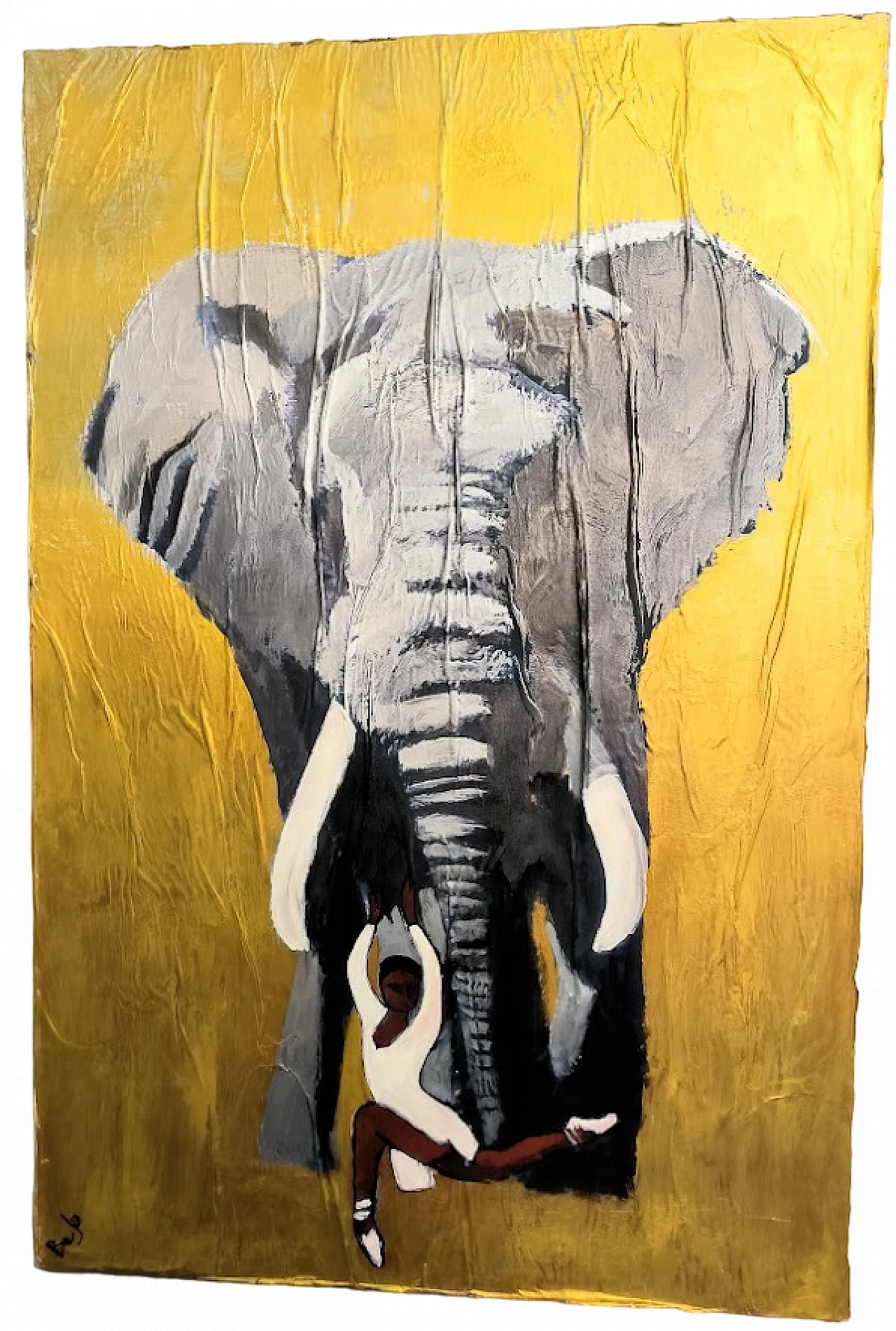 Bajo, Elephant and dancer, acrylic painting on canvas and paper, 2000 5