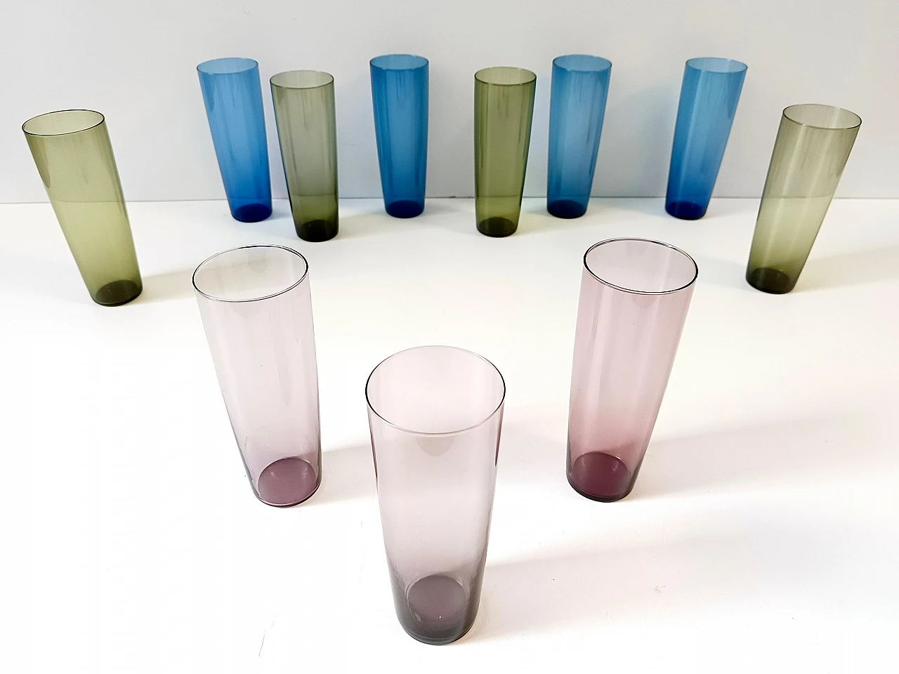 11 Colored glasses by Tapio Wirkkala for Iittala, 1960s 6