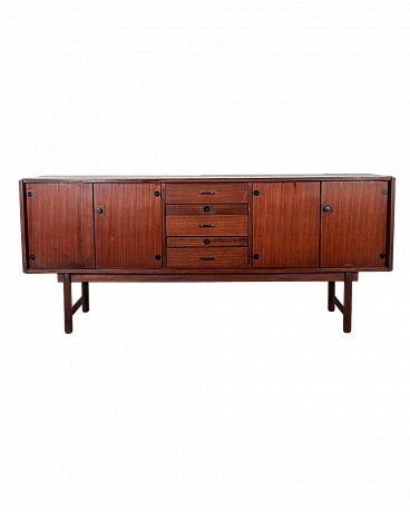 Teak sideboard with black top, doors and drawers by Barovero, 1960s