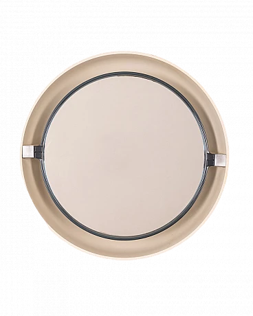 White plastic mirror with backlighting by Allibert, 1970s