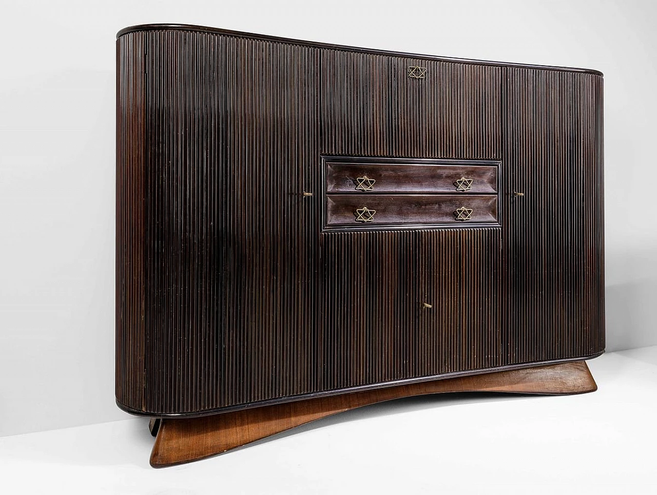 Bar cabinet in wood & brass by Osvaldo Borsani for ABV, 1950s 1