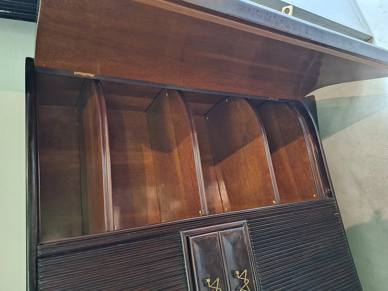 Bar cabinet in wood & brass by Osvaldo Borsani for ABV, 1950s 11