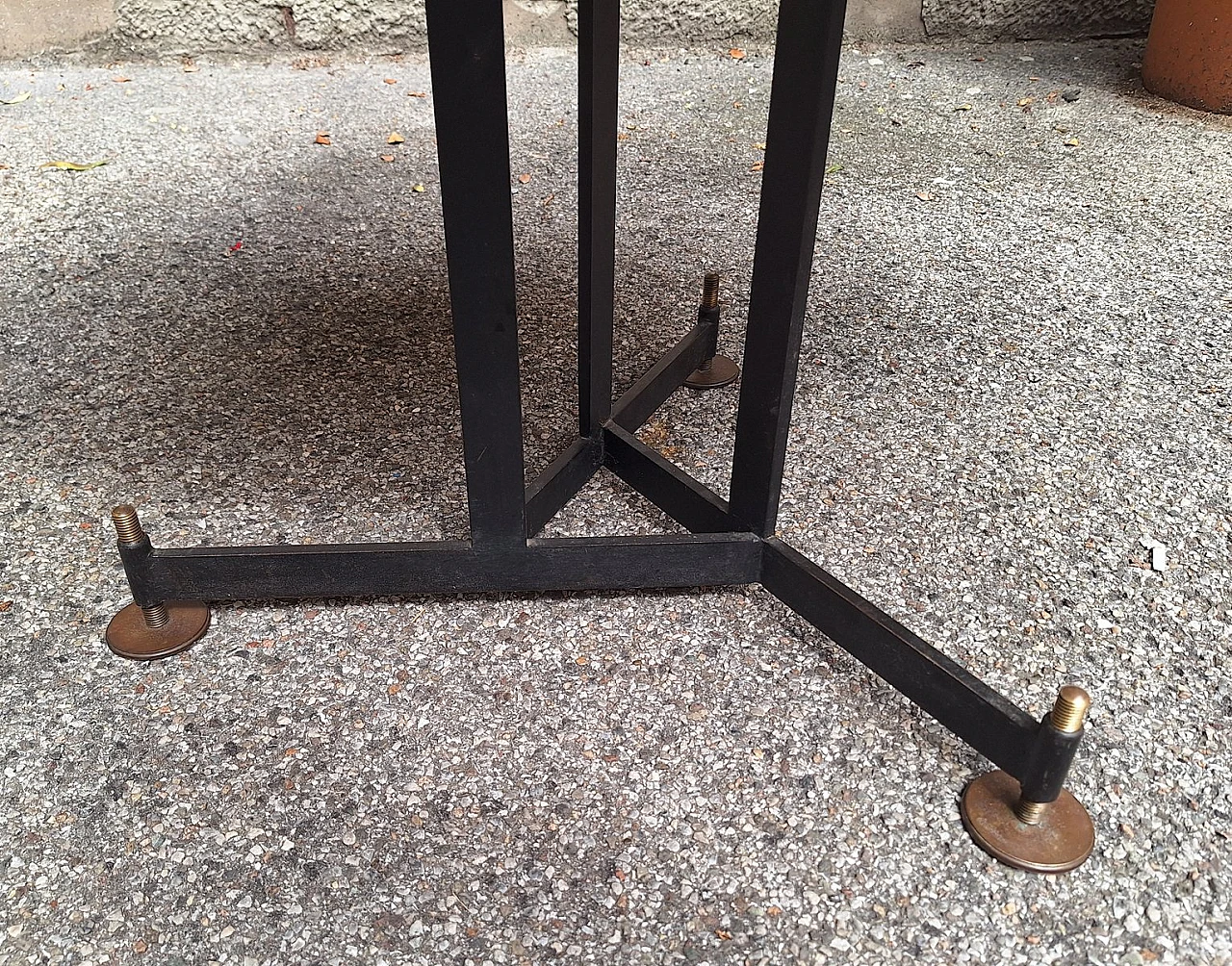 Round marble, iron and brass table, 1950s 5