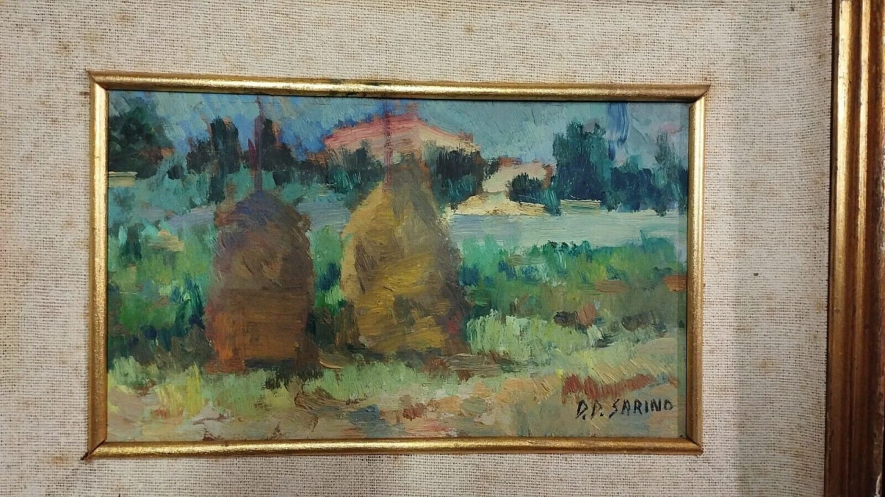 Sarino Papalia, Tuscan landscape, oil on panel, 1930s 3