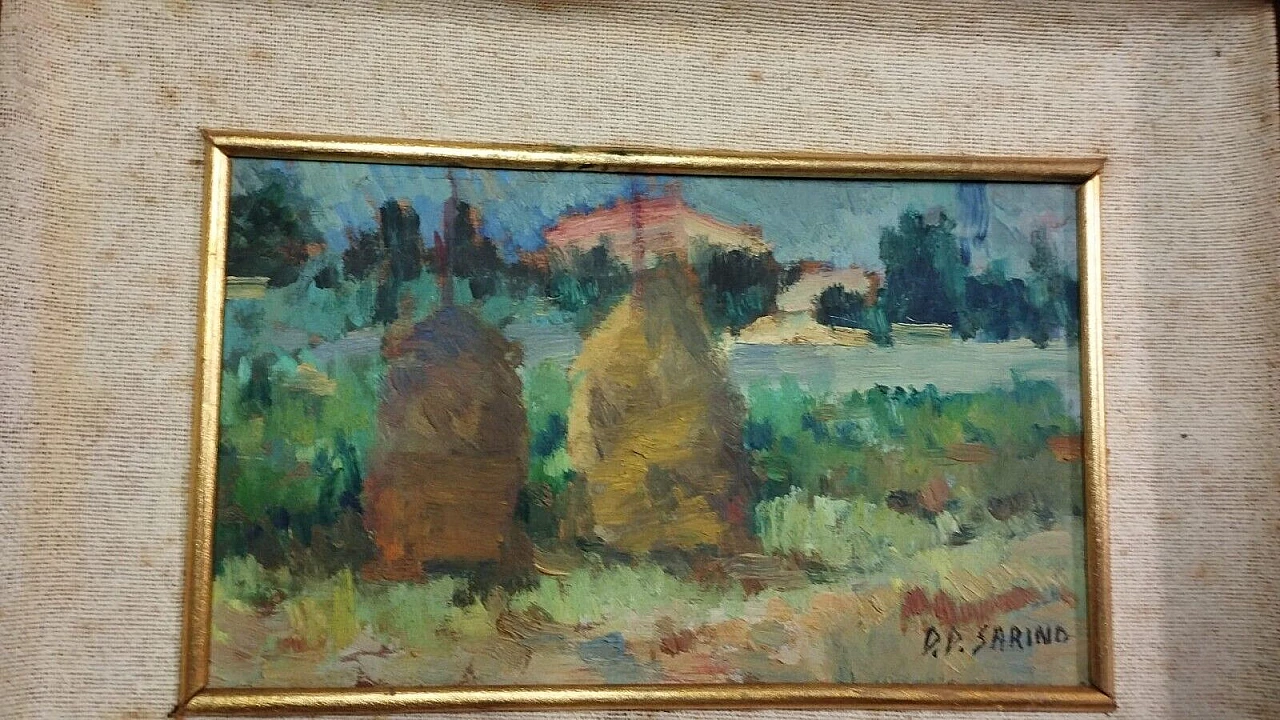 Sarino Papalia, Tuscan landscape, oil on panel, 1930s 7