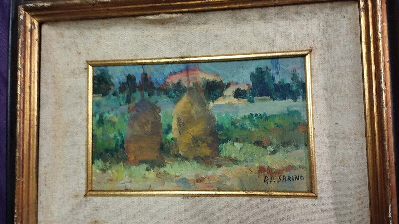 Sarino Papalia, Tuscan landscape, oil on panel, 1930s 8