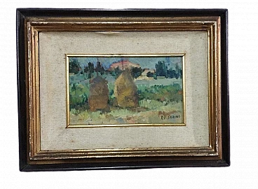 Sarino Papalia, Tuscan landscape, oil on panel, 1930s