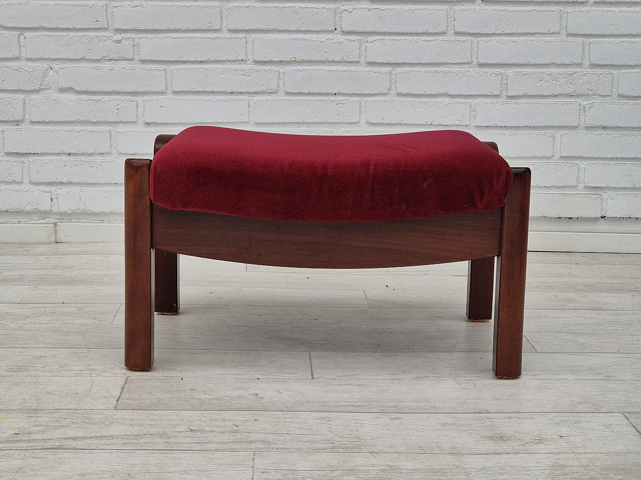 Danish velvet and ash armchair with footstool, 1950s 11