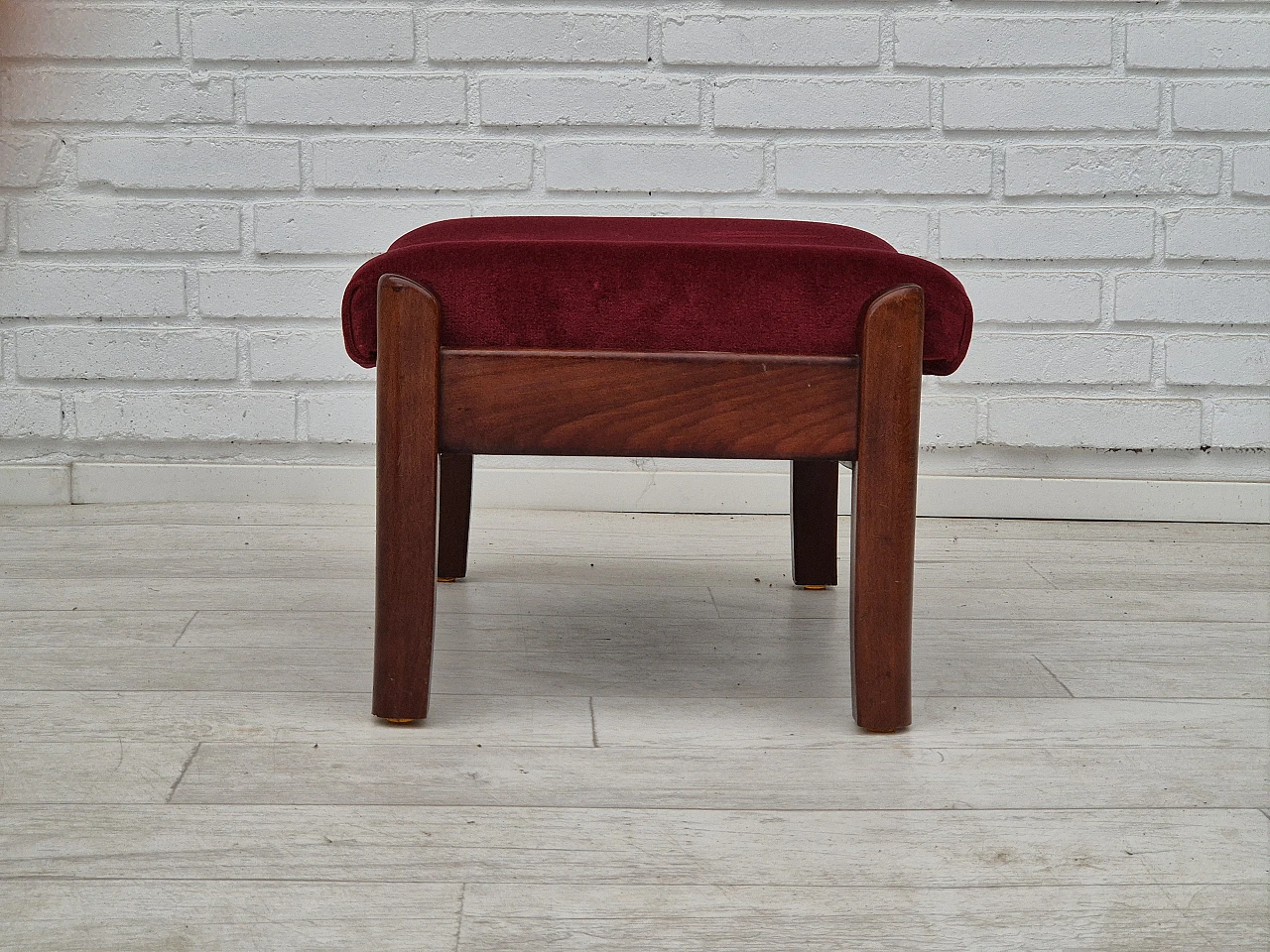 Danish velvet and ash armchair with footstool, 1950s 12